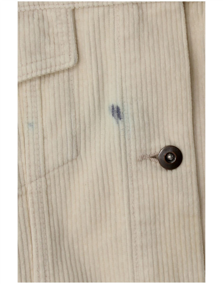 Übergroße Cordjacke von Zara für Damen, UK 10, Größe S, cremefarbene Baumwolle