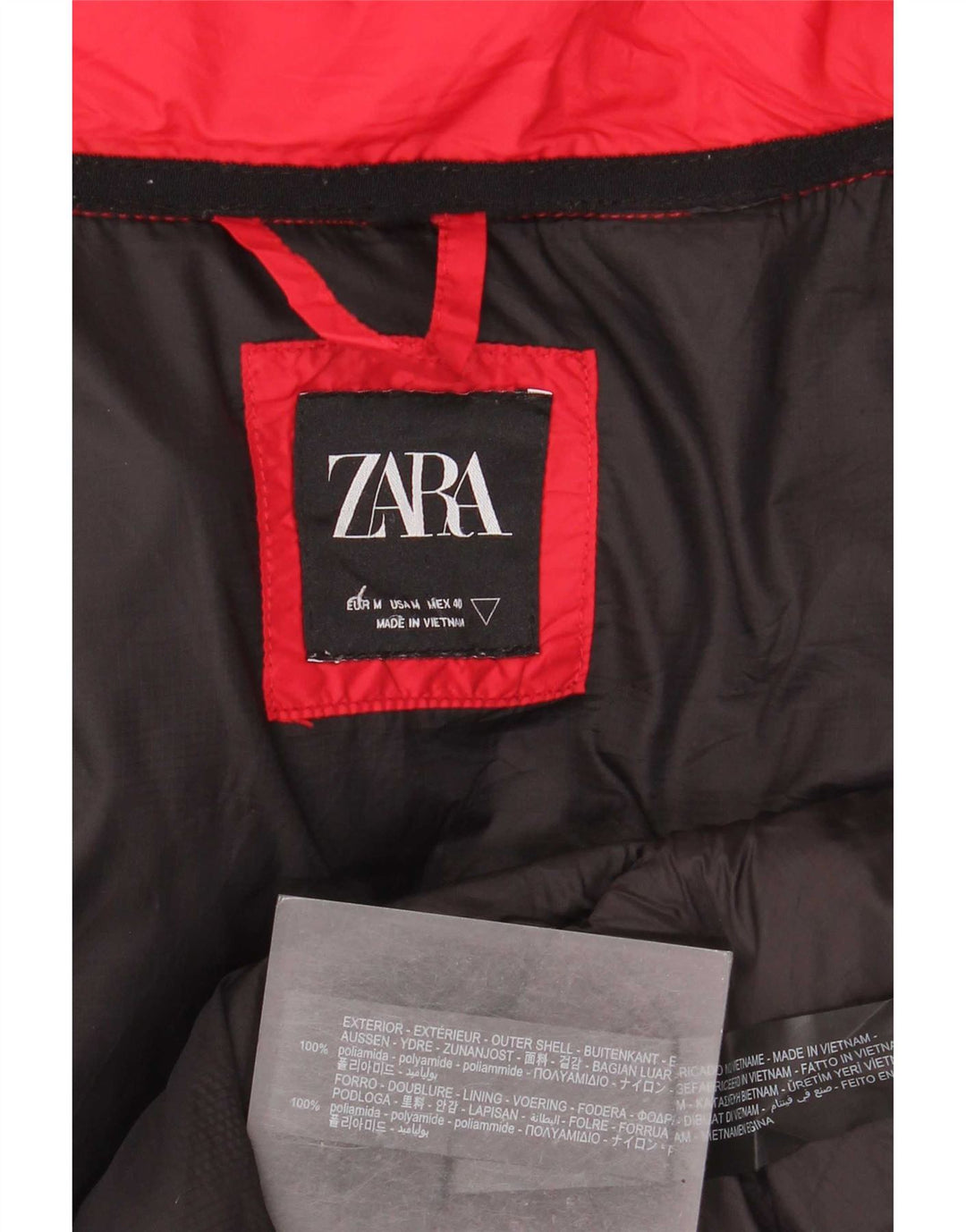 Zara Herren Wattierte Jacke UK 38 Mittelrotes Polyamid