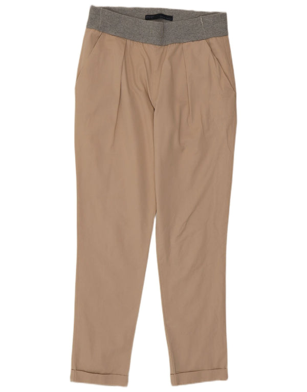 Schmale Chino-Hose für Damen von Zara, Größe S, W26, L27, Beige, Colourblock-Baumwolle