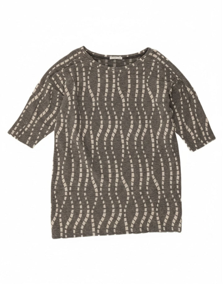 Zara Damen Tunika-Oberteil UK 16 Large Grau Chevron