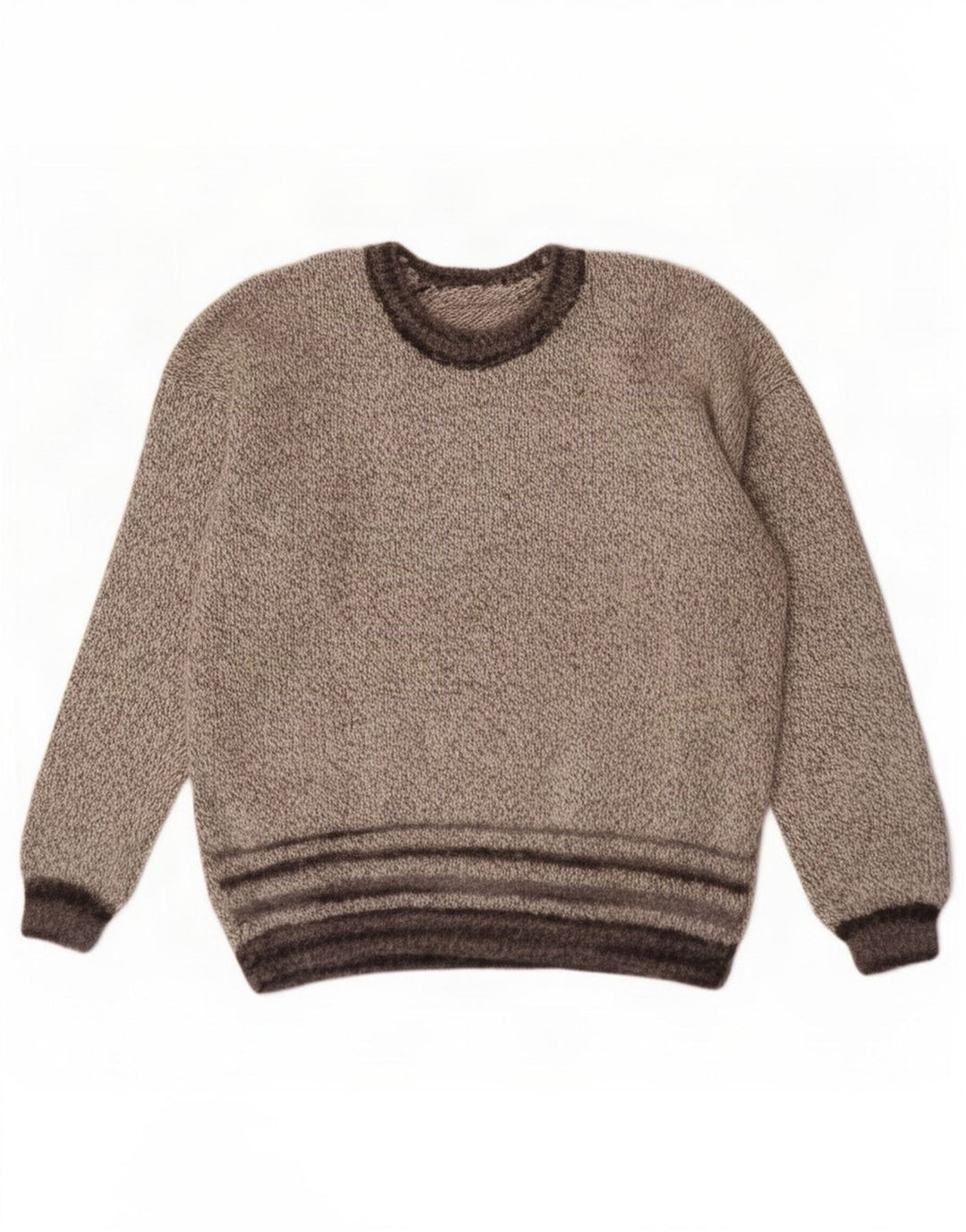 Vintage Herren-Pullover mit U-Boot-Ausschnitt, mittelgrau gestreift