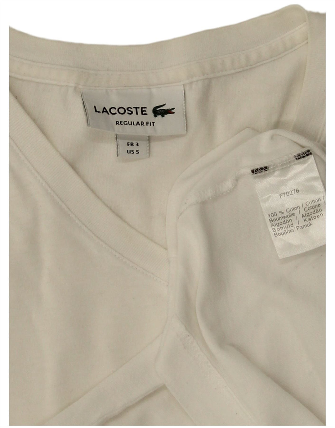 Lacoste Herren-T-Shirt mit normaler Passform, Größe 3, Größe S, weiße Baumwolle