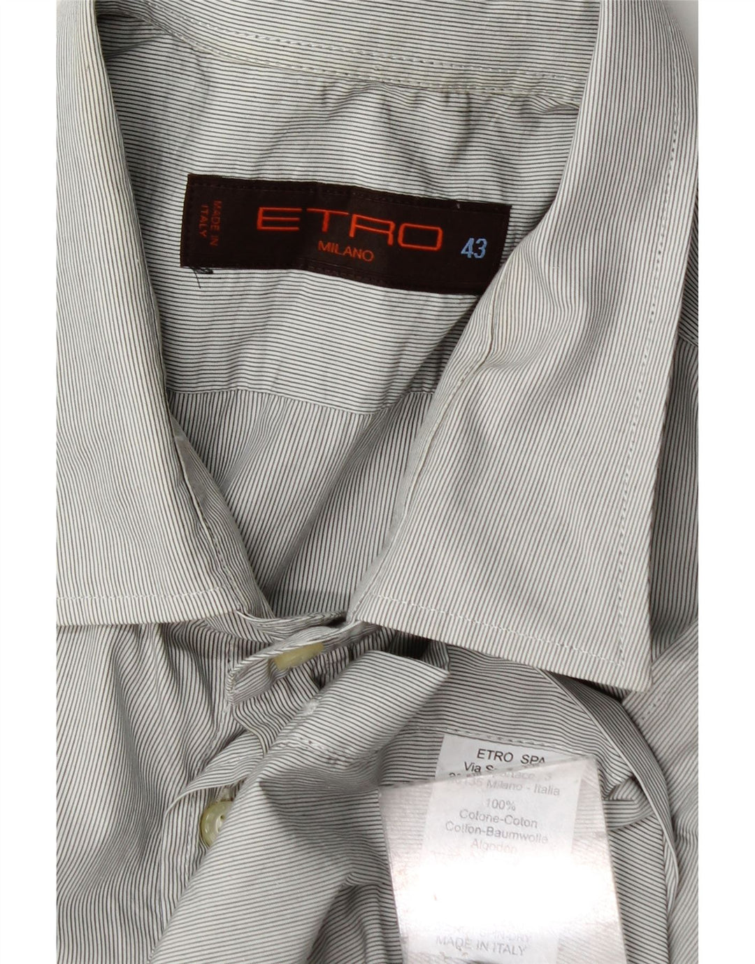 Etro Herrenhemd Größe 43 XL Graue Nadelstreifen-Baumwolle