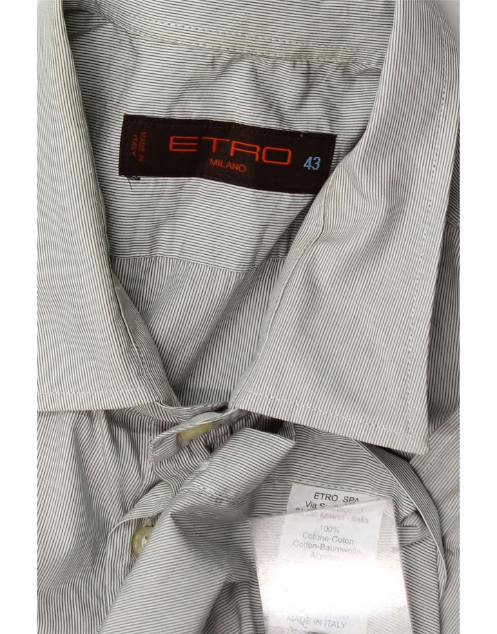 Etro Herrenhemd Größe 43 XL Graue Nadelstreifen-Baumwolle