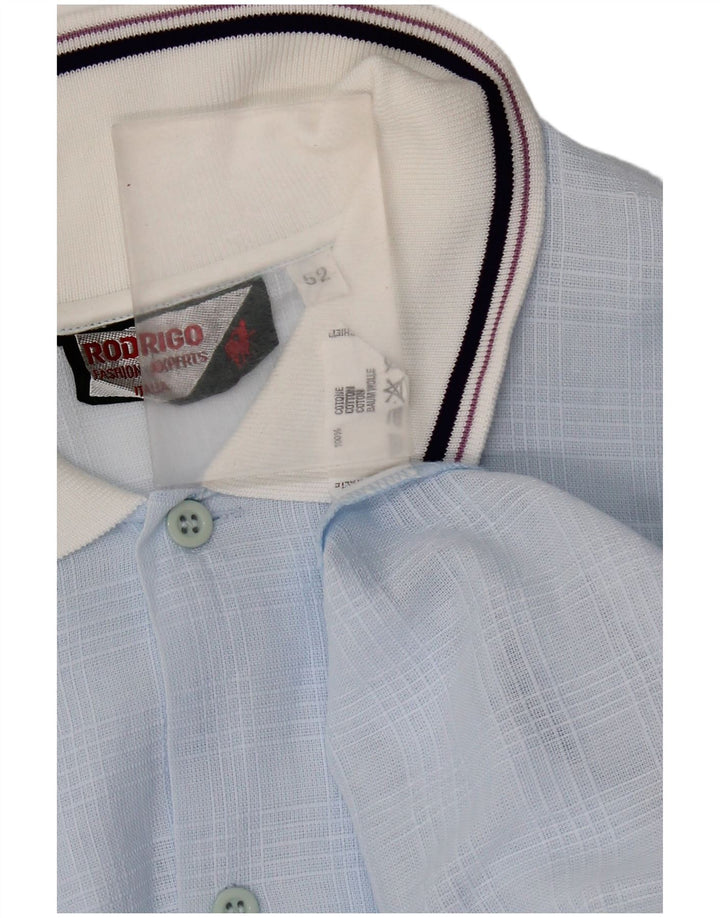 Rodrigo Herren Kurzarm-Pulloverhemd IT 52 Large Blau Baumwolle