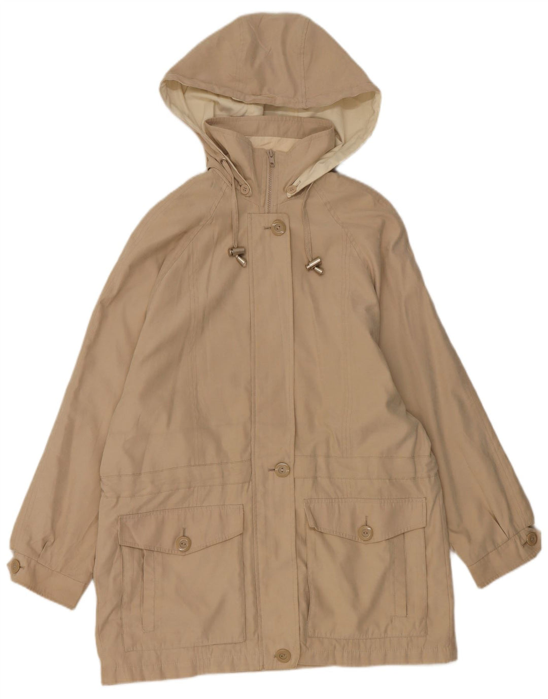 LONDON FOG Damen Übergroße Kapuzen-Utility-Jacke UK 10 Small Beige