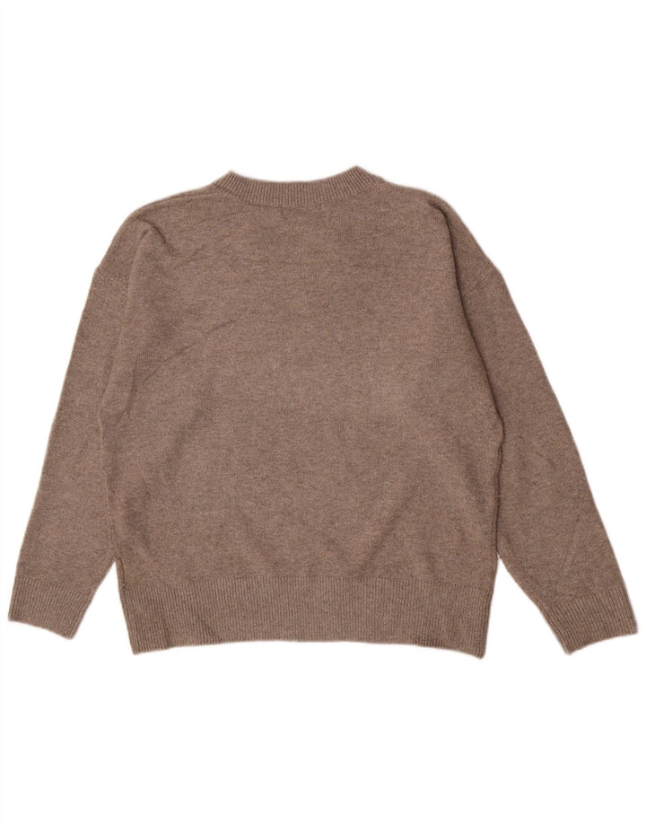 Marks & Spencer Damen-Pullover mit V-Ausschnitt, UK 14, Mittelgrau, Polyester