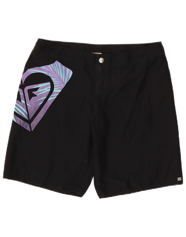 ROXY Womens Graphic Casual Shorts US 12 Large W34 Schwarzes Polyester