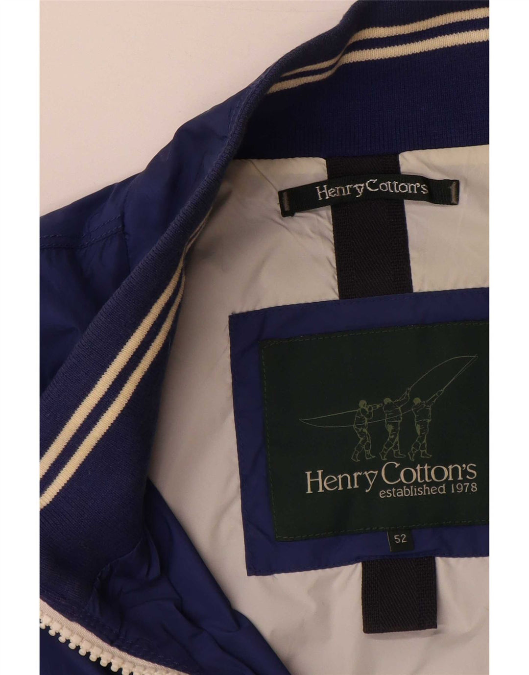 Henry Cottons Herren-Bomberjacke mit Grafik, IT 52 XL, Blau, Polyamid