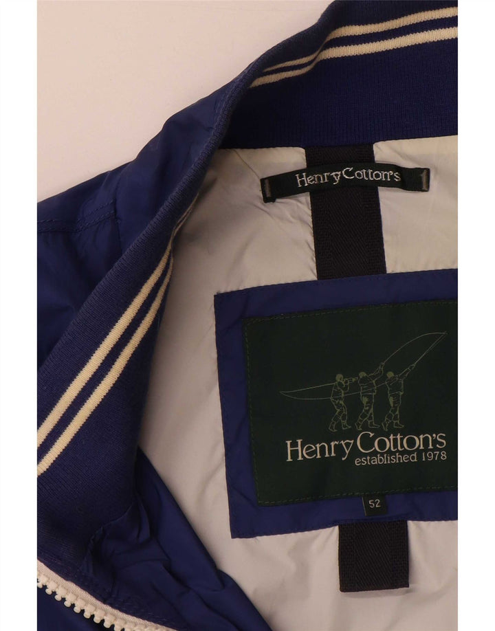 Henry Cottons Herren-Bomberjacke mit Grafik, IT 52 XL, Blau, Polyamid