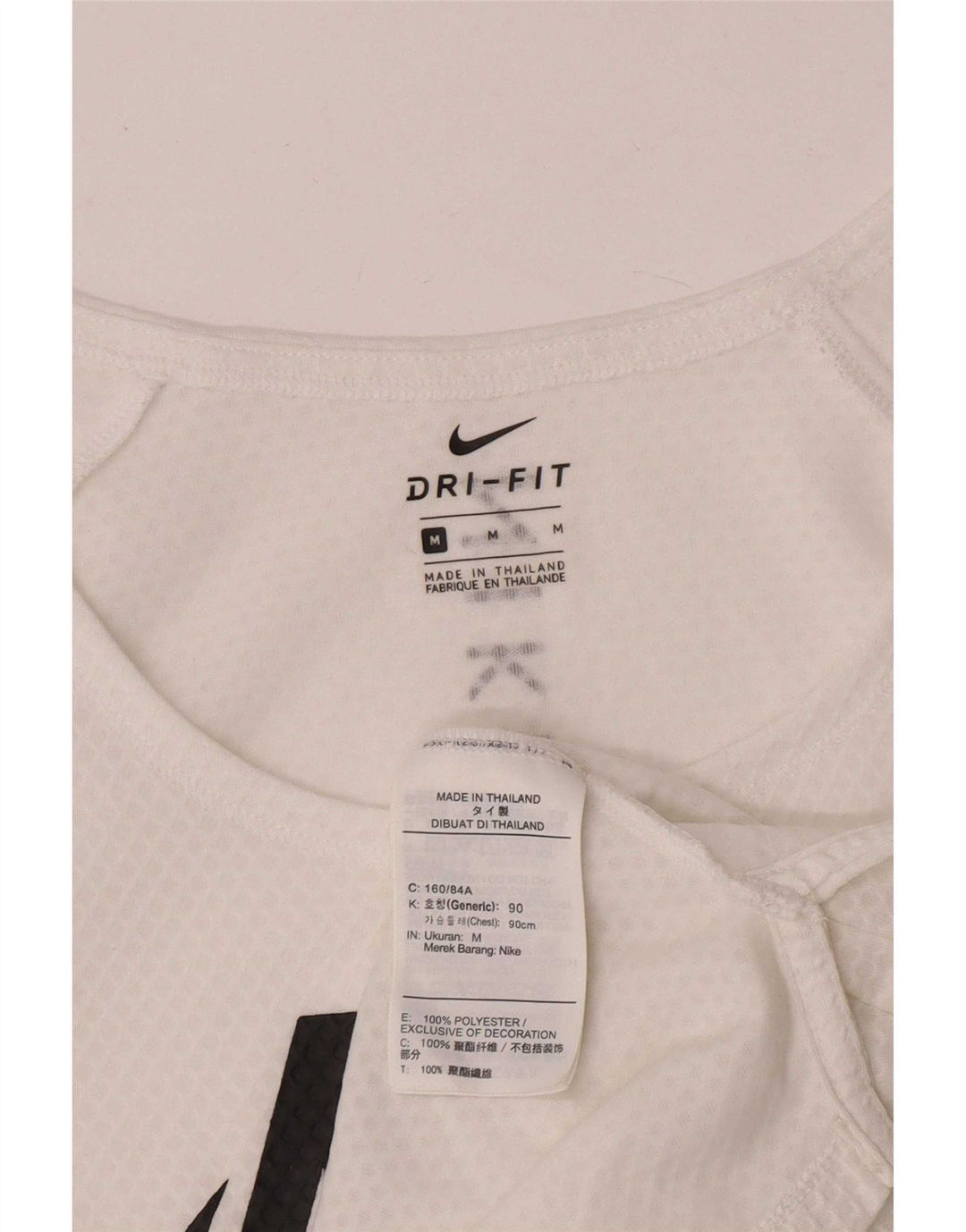 Nike Damen Dri Fit Graphic T-Shirt Top UK 14 Medium Off White Polyester