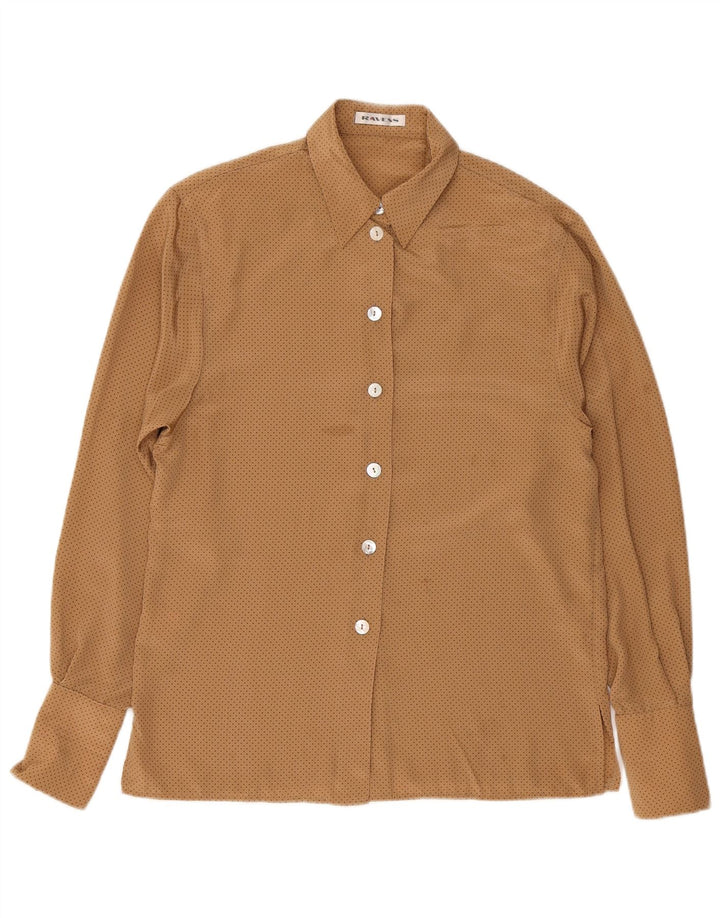 Ravens Damen-Oversize-Hemd, UK 10, klein, braun geflecktes Polyester