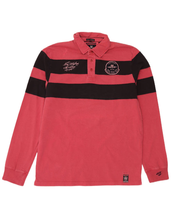 New Zealand Auckland Herren Rugby-Poloshirt mit Grafik, 2XL, rot gestreift