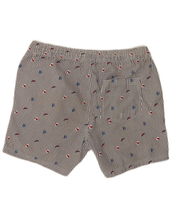 Jack & Jones Herren-Badeshorts mit Grafik, mittelblaue Nadelstreifen-Baumwolle