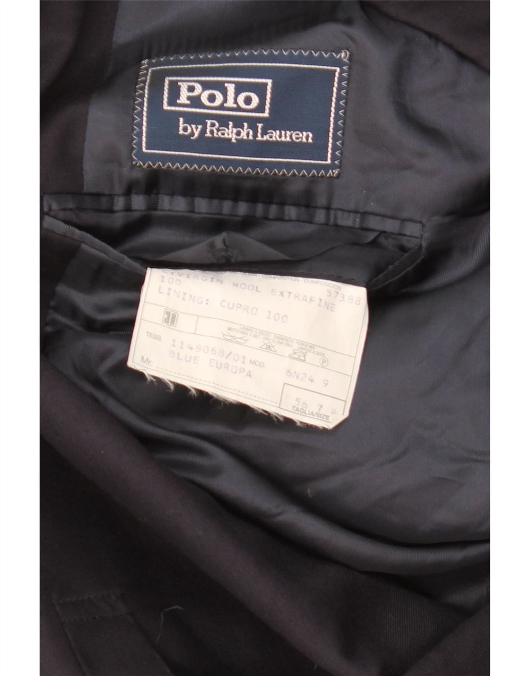 Polo Ralph Lauren Herren 3-Knopf-Blazerjacke IT 56 3XL Marineblaue Wolle