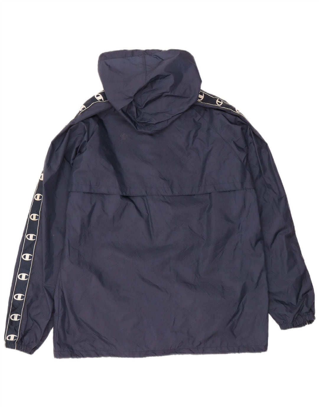Champion Herren-Regenjacke mit grafischer Kapuze, UK 38, Mittel, Marineblau, Polyamid
