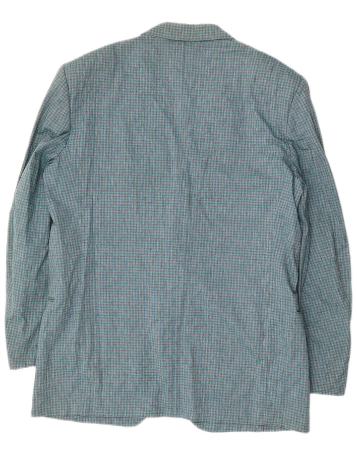 Nino Cerruti Herren-Blazer mit 2 Knöpfen, IT 54, 2XL, blau karierte Baumwolle