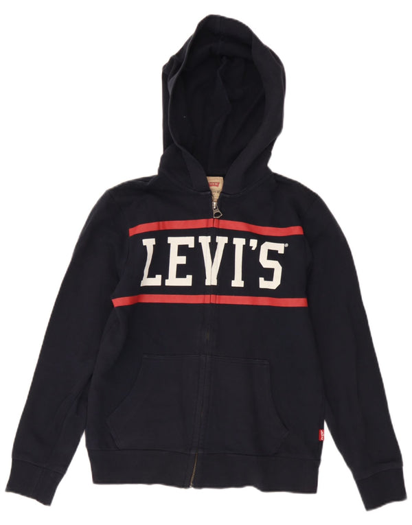 Levi's Jungen-Kapuzenpullover mit grafischem Reißverschluss, 11–12 Jahre, marineblaue Baumwolle