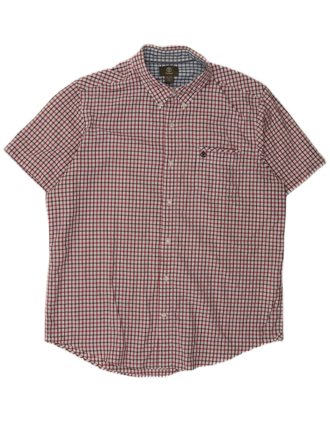 Timberland Herren Kurzarm-Hemd mit regulärer Passform XL, rot kariertes Nylon