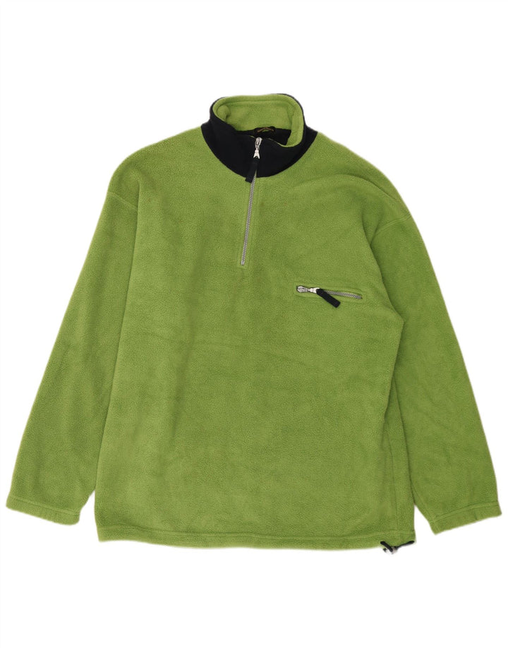 Marks & Spencer Herren-Fleecepullover mit Reißverschluss am Hals, groß, grün, Farbblock