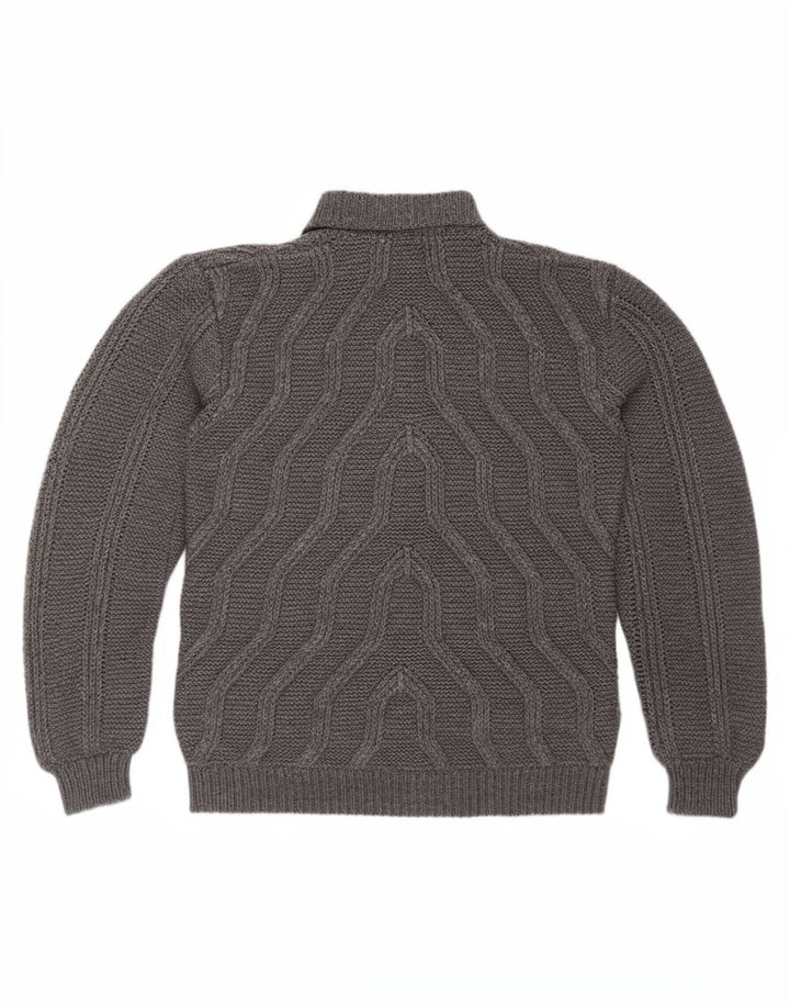 Vintage Herren Rollkragenpullover Pullover mittelgrau geometrisch