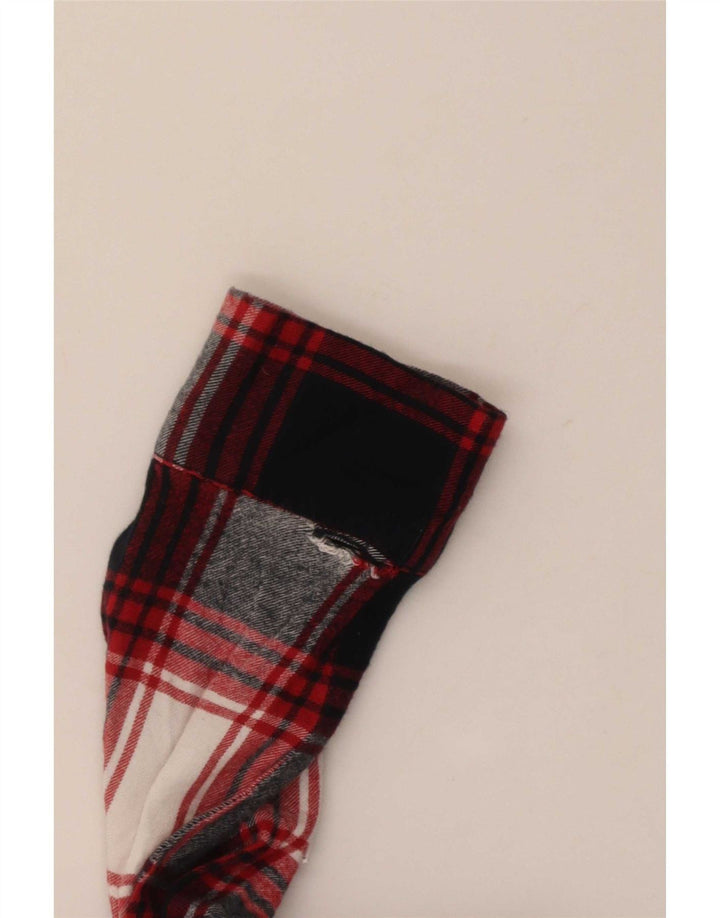 Zara Damen Longline-Pullover-Flanellhemd UK 14 Mittelrot karierte Viskose