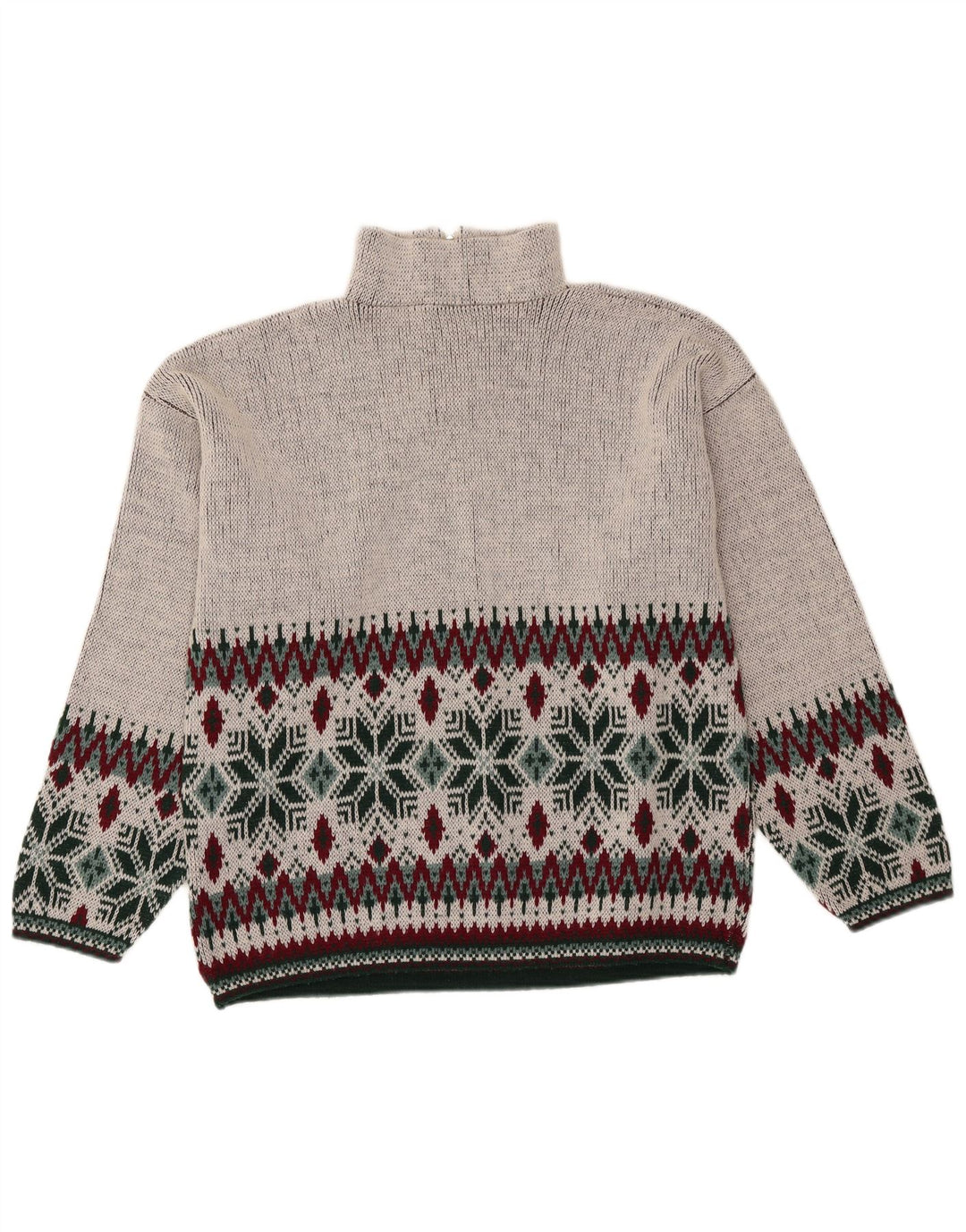 Vintage Herren-Pullover mit Reißverschluss, Mittelgrau, Fair Isle
