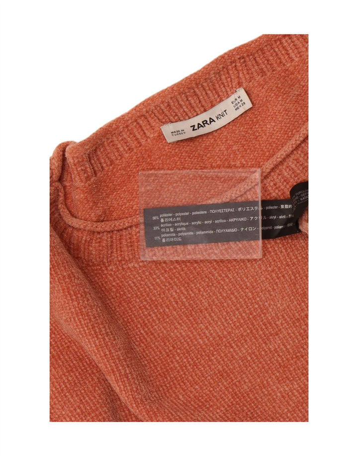 Zara Damen Übergroßer Pullover mit U-Boot-Ausschnitt, UK 14, Mittelorange