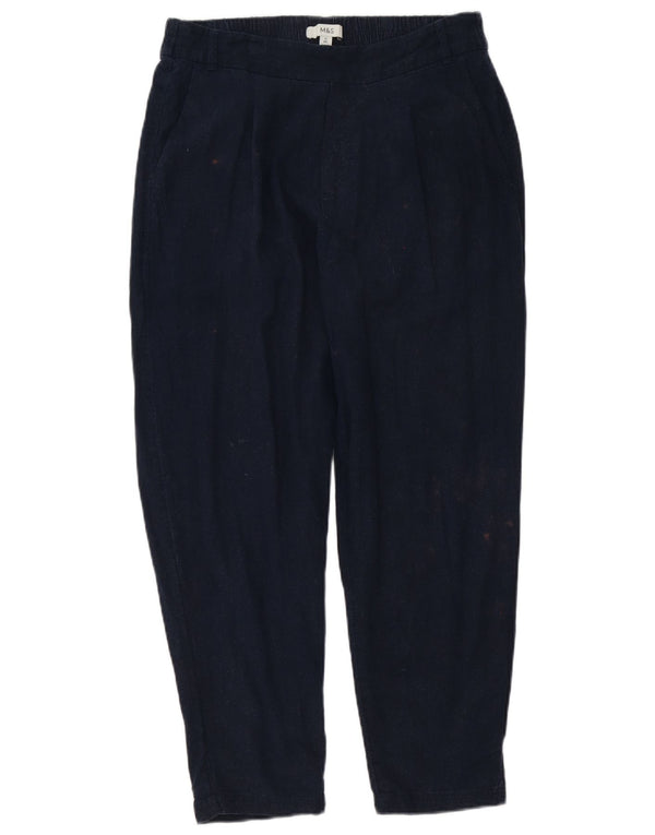 Marks & Spencer Damen-Chinohose mit hoher Taille, UK 12, M, W32, L27, Marineblau