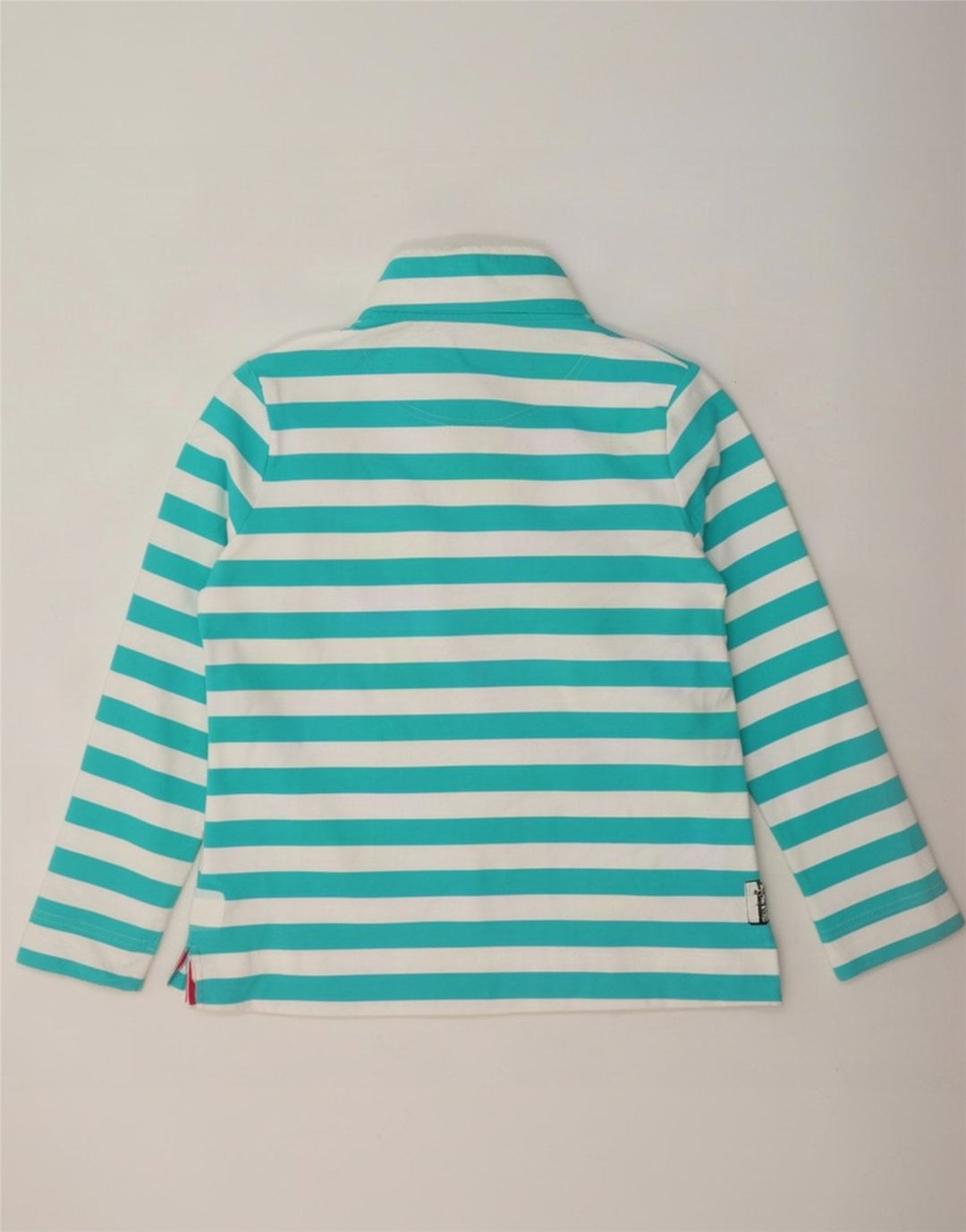 Joules Damen-Sweatshirt mit Knopfkragen, Gr. 40, Größe L, Türkis gestreift