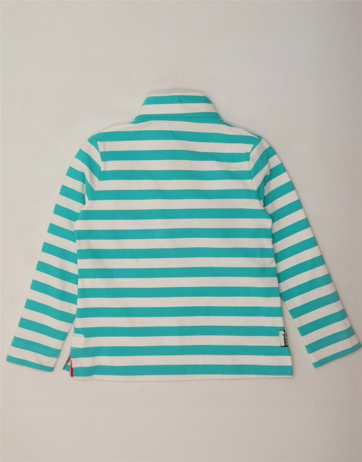 Joules Damen-Sweatshirt mit Knopfkragen, Gr. 40, Größe L, Türkis gestreift