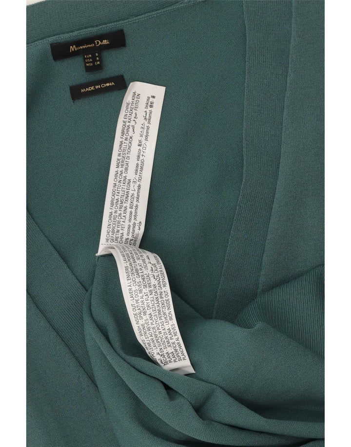 Massimo Dutti Damen-Strickjacke in Übergröße, Gr. 10, Größe S, grüne Viskose