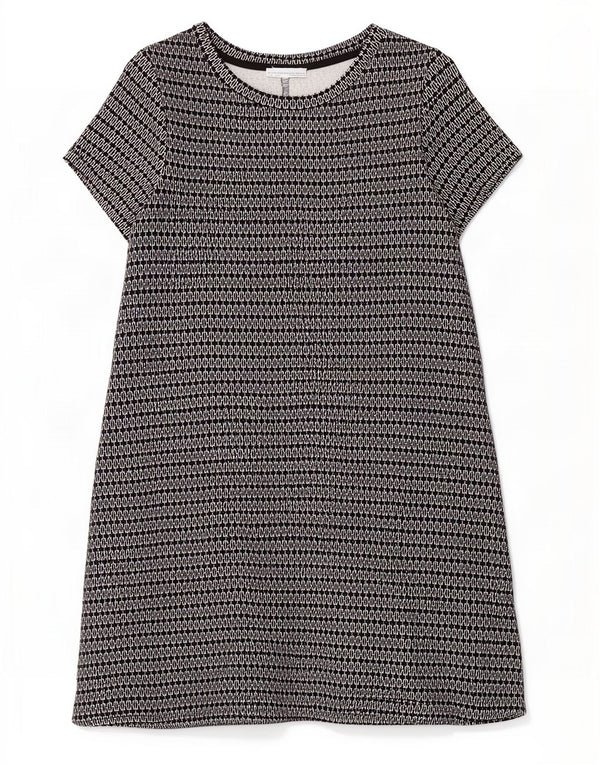 Zara Damen T-Shirt-Kleid UK 12 Medium Schwarz Geometrisch