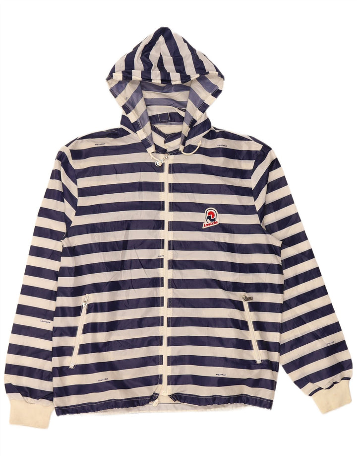 INVICTA Herren-Regenjacke mit Kapuze, UK 40, groß, marineblau, gestreift, Polyester