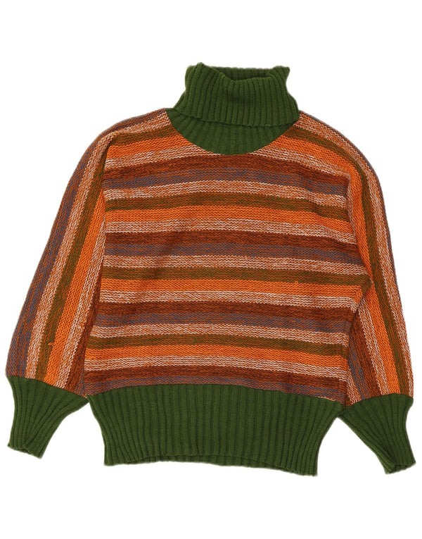 Vintage Damen Rollkragenpullover IT 44 Medium Bunt gestreift