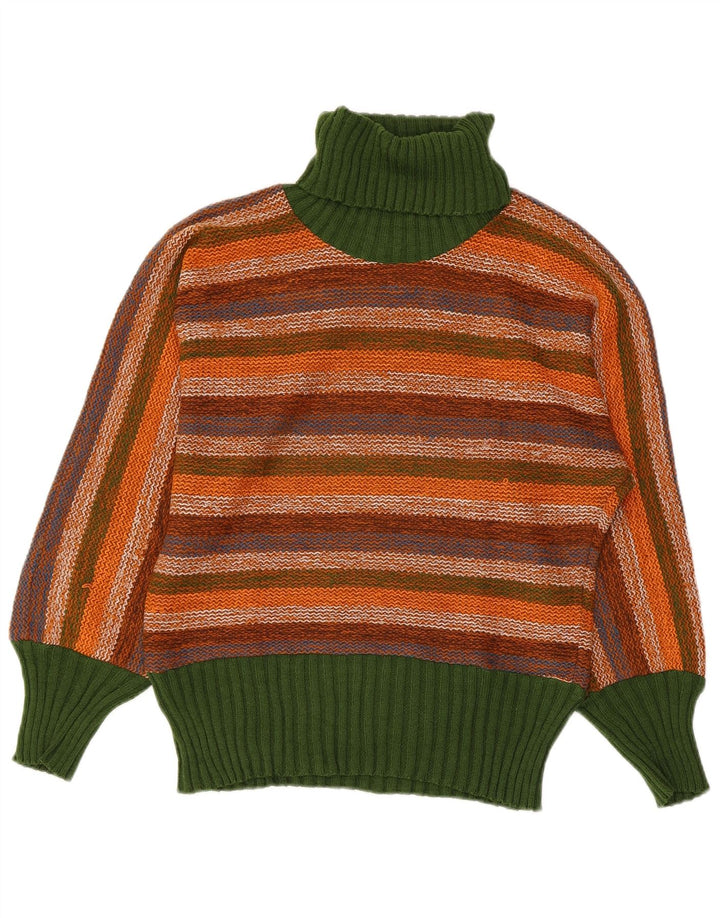 Vintage Damen Rollkragenpullover IT 44 Medium Bunt gestreift