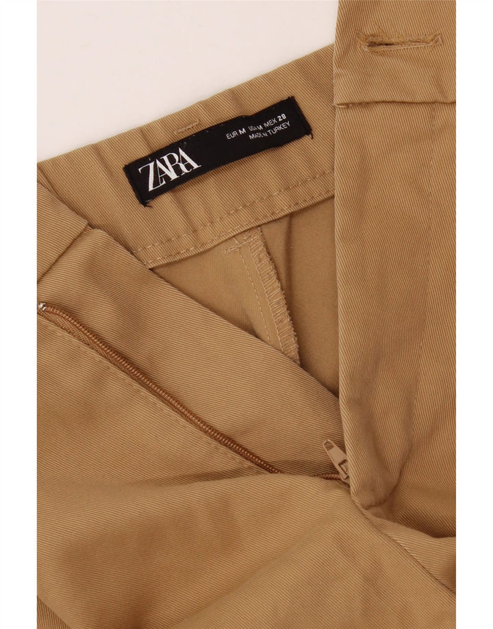 ZARA Damen-Chinohose mit weitem Bein, mittelgroß, W30, L26, Beige