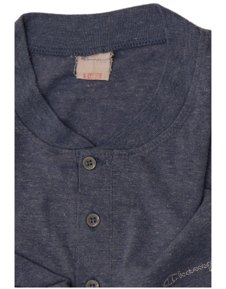 Champion Herren T-Shirt Top XL Blau meliert Baumwolle
