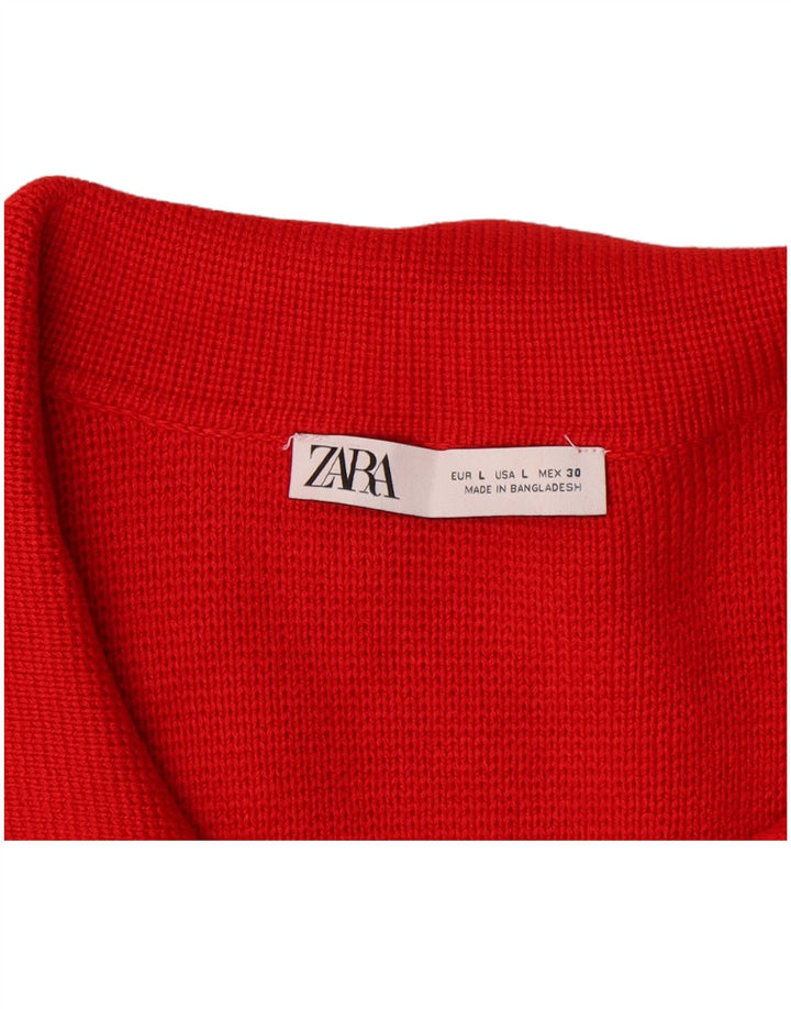 Zara Damen-Cardigan-Pullover UK 16 Große rote Viskose