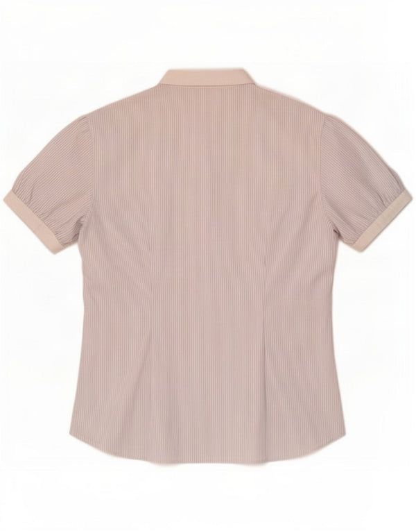 Benetton Damen Kurzarmhemd UK 16 Large Weißer Nadelstreifen