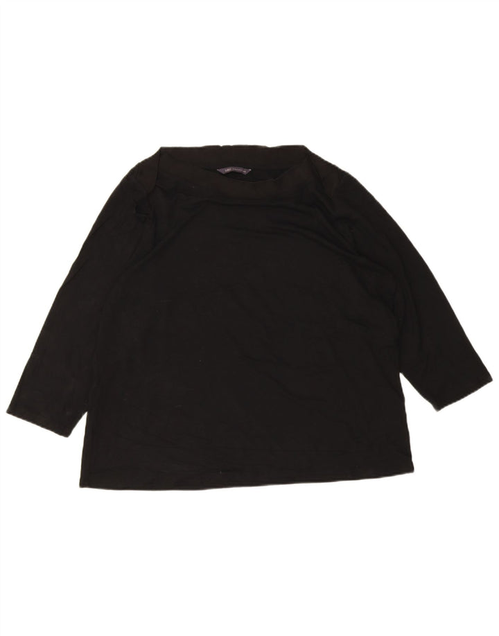 Marks & Spencer Damen Top 3/4 Ärmel UK 18 XL Schwarz Viskose