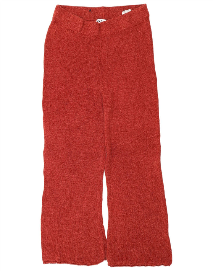 Zara Damen-Strickhose mit kurzem Schnitt, mittelgroß, W28, L24, rotes Leinen