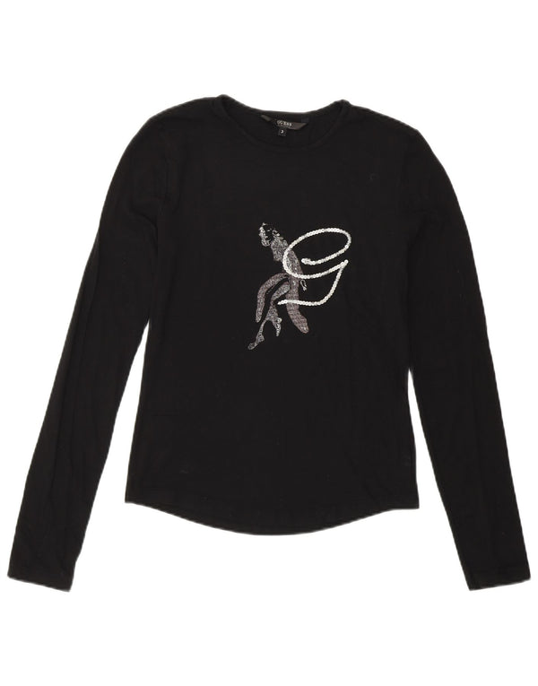 Guess By Marciano Damen Graphic Top Langarm Größe 3 XS Schwarz