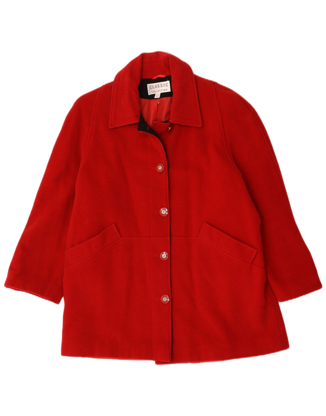 CLASSIC Damen Übergroßer Mantel UK 12 Mittelrote Wolle