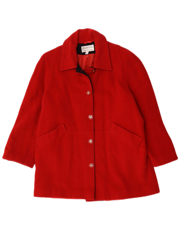 CLASSIC Damen Übergroßer Mantel UK 12 Mittelrote Wolle