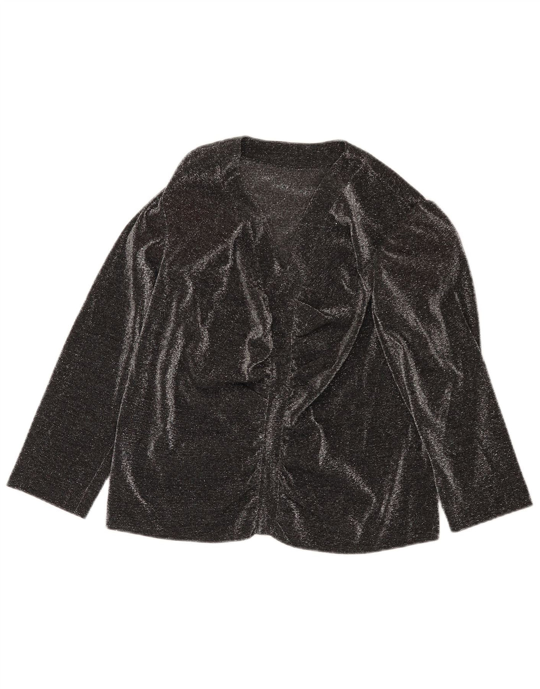 Vintage Damen 3/4 Ärmel Bluse Top UK 16 Large Schwarz