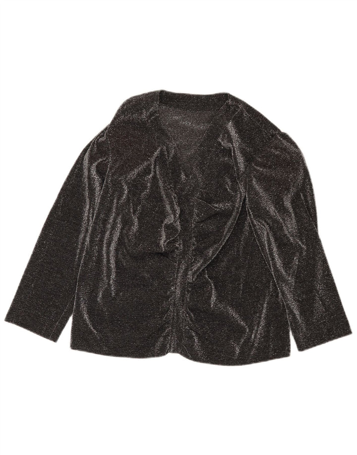 Vintage Damen 3/4 Ärmel Bluse Top UK 16 Large Schwarz