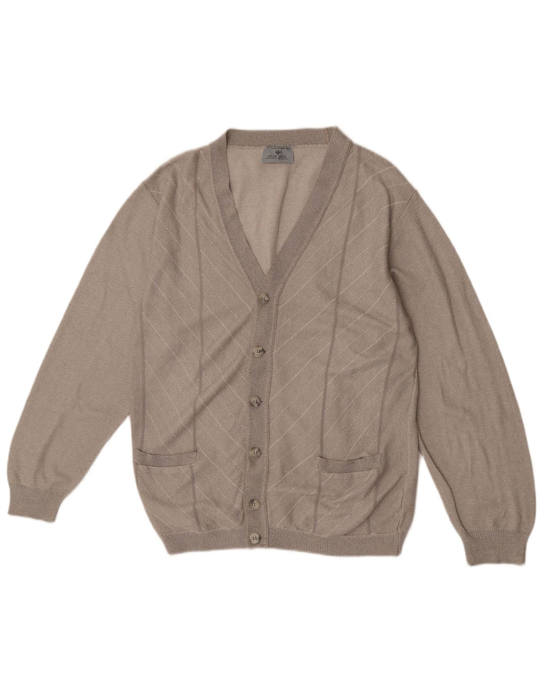 Enzo Goti Herren-Strickjacke, kleines graues Chevron-Acryl
