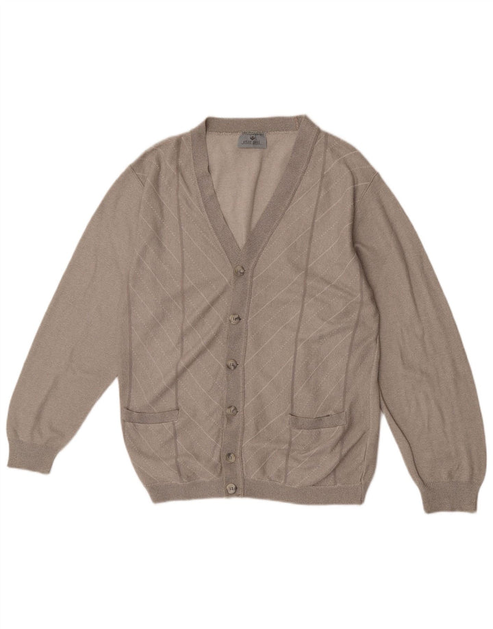 Enzo Goti Herren-Strickjacke, kleines graues Chevron-Acryl
