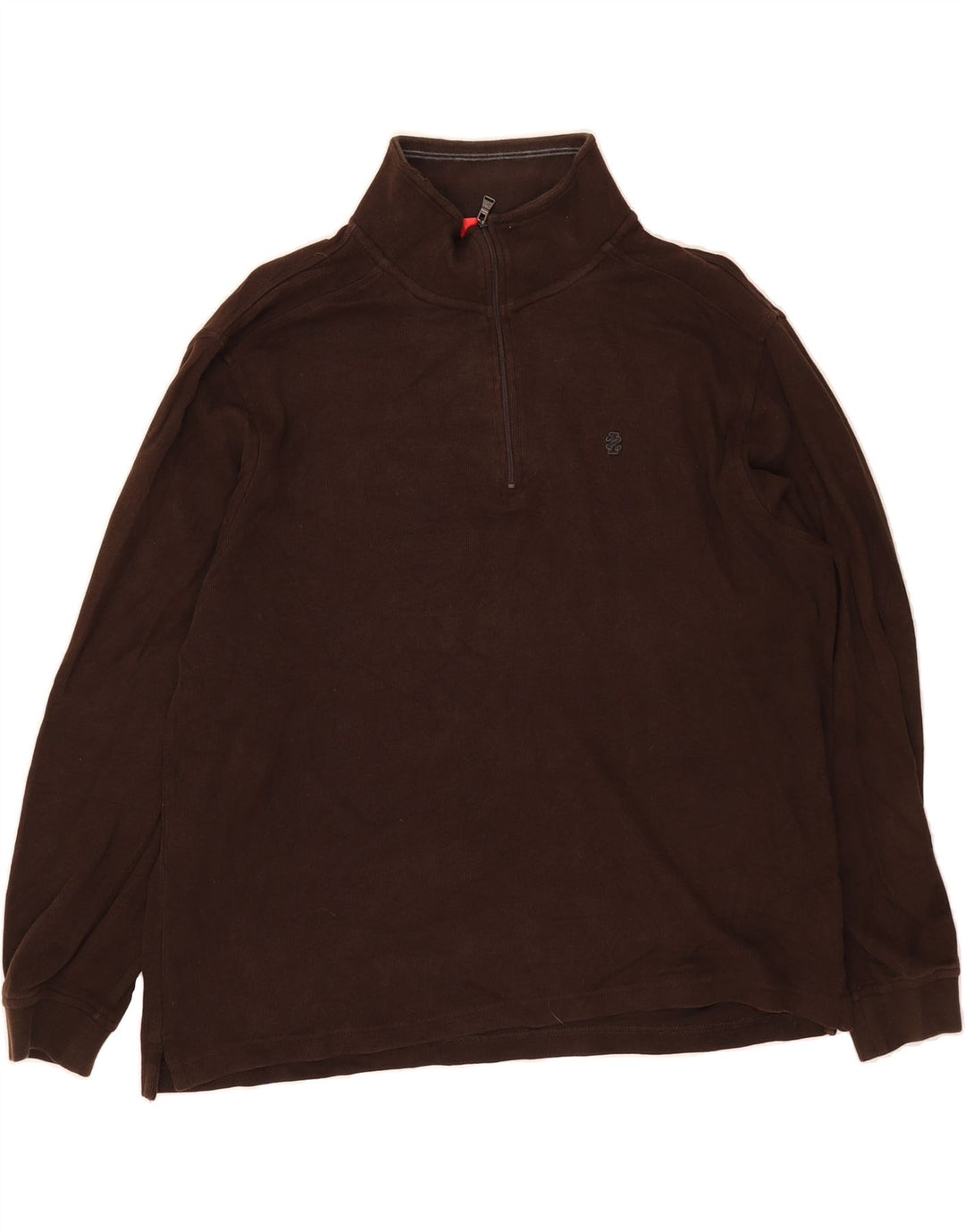 IZOD Mens Zip Neck Jumper Sweater Large Brown Cotton Vintage Izod and Second-Hand Izod from Messina Hembry 
